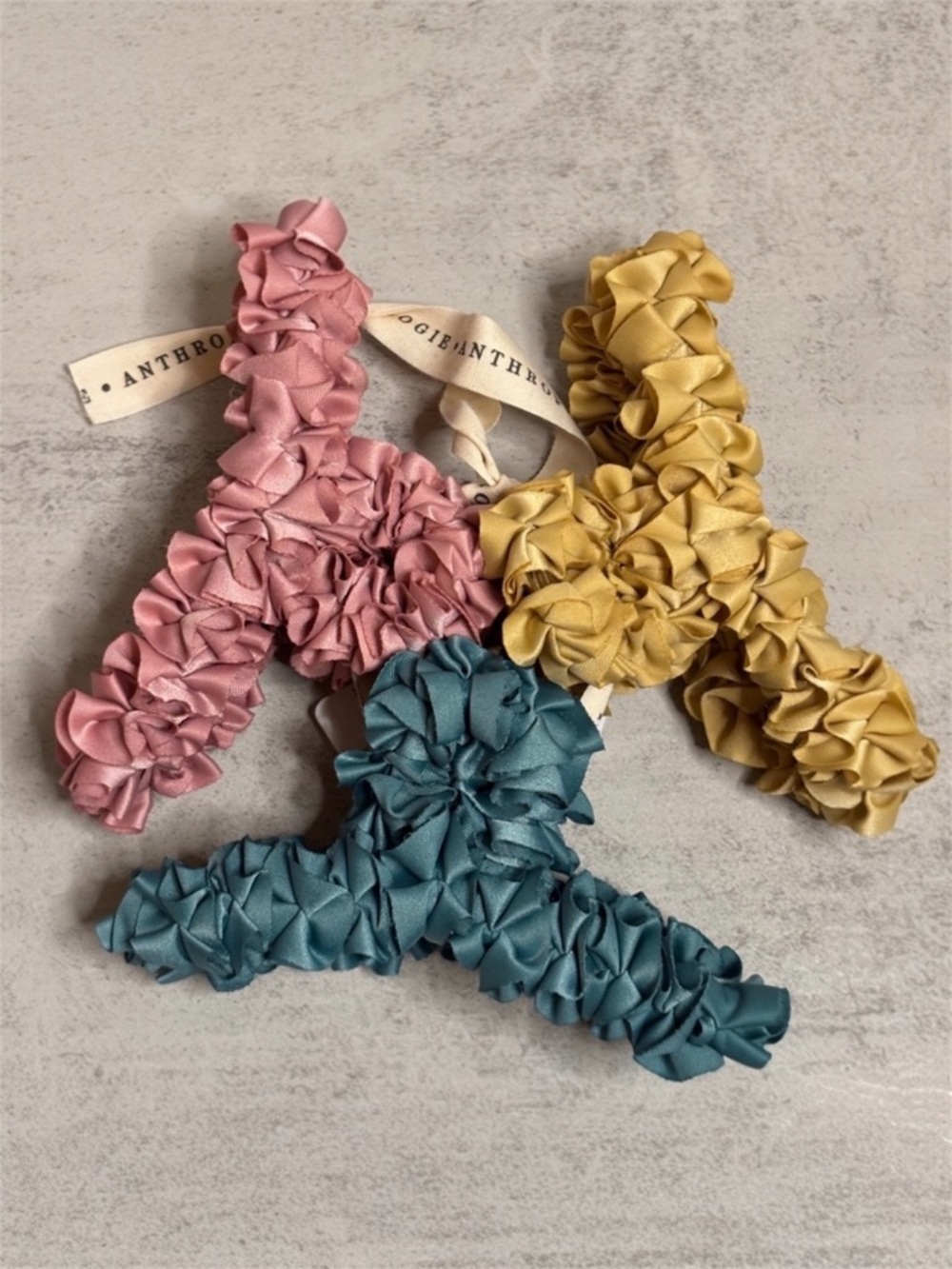 Anthropologie Set of 3 Ruffled Hair Clips